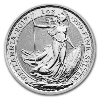 2017 United Kingdom 1 Ounce.  999 Silver Britannia Gem Coin $9.  99 photo
