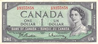 Canada $1 1954/1961 P 65b Series K/m Circulated Banknote photo