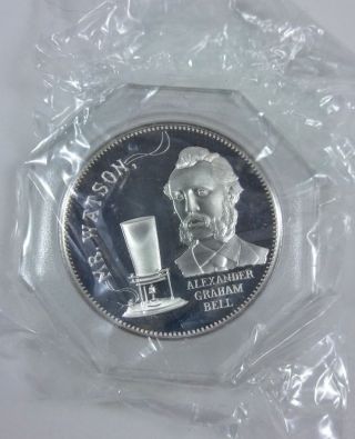 Franklin Alexander Graham Bell Mr.  Watson Ncs 144th Silver Coin Medal.  83oz photo