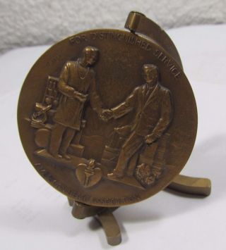 Medallic Bronze Medallion Medal Stand Distinguished Service American Heart Assn. photo