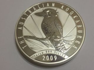 1 Kilo (32.  15 Oz) Austrailian 2009 Kookaburra 999 Fine Silver Coin photo