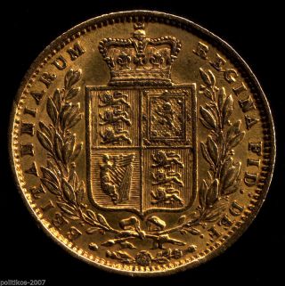 1851,  Gold Full Sovereign,  Victoria Young Head - Shield (ef?) Iolas photo