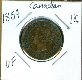 1859 Canada 1 Cent Vf. photo