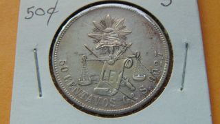 Mexico 50 Centavos,  1878 Go S Guanajuato Silver Coin photo