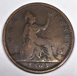 C3107 Great Britain Coin,  Large Penny 1863 photo