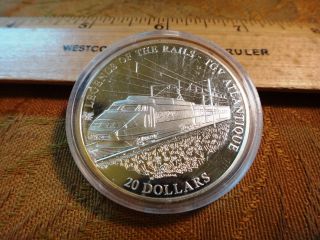 2001 Liberia $20 Legends Of The Rails Tgv 20g.  999 Silver Coin photo