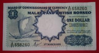 Malaya & British Borneo 1959 $1 Waterlow & Son Print Note. photo