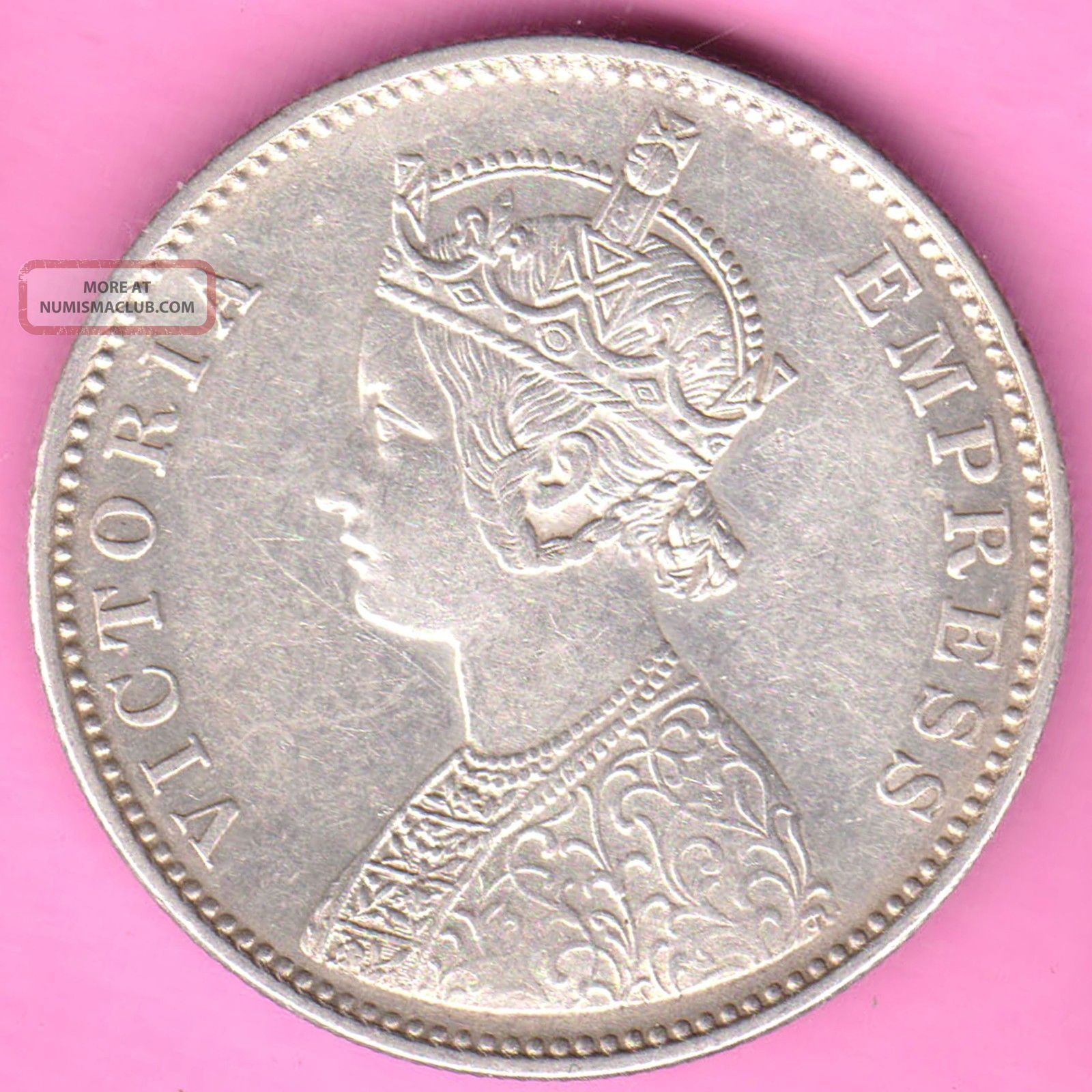British India - 1880 - Dot Variety - One Rupee - Victoria Queen - Silver Coin - 24 India photo