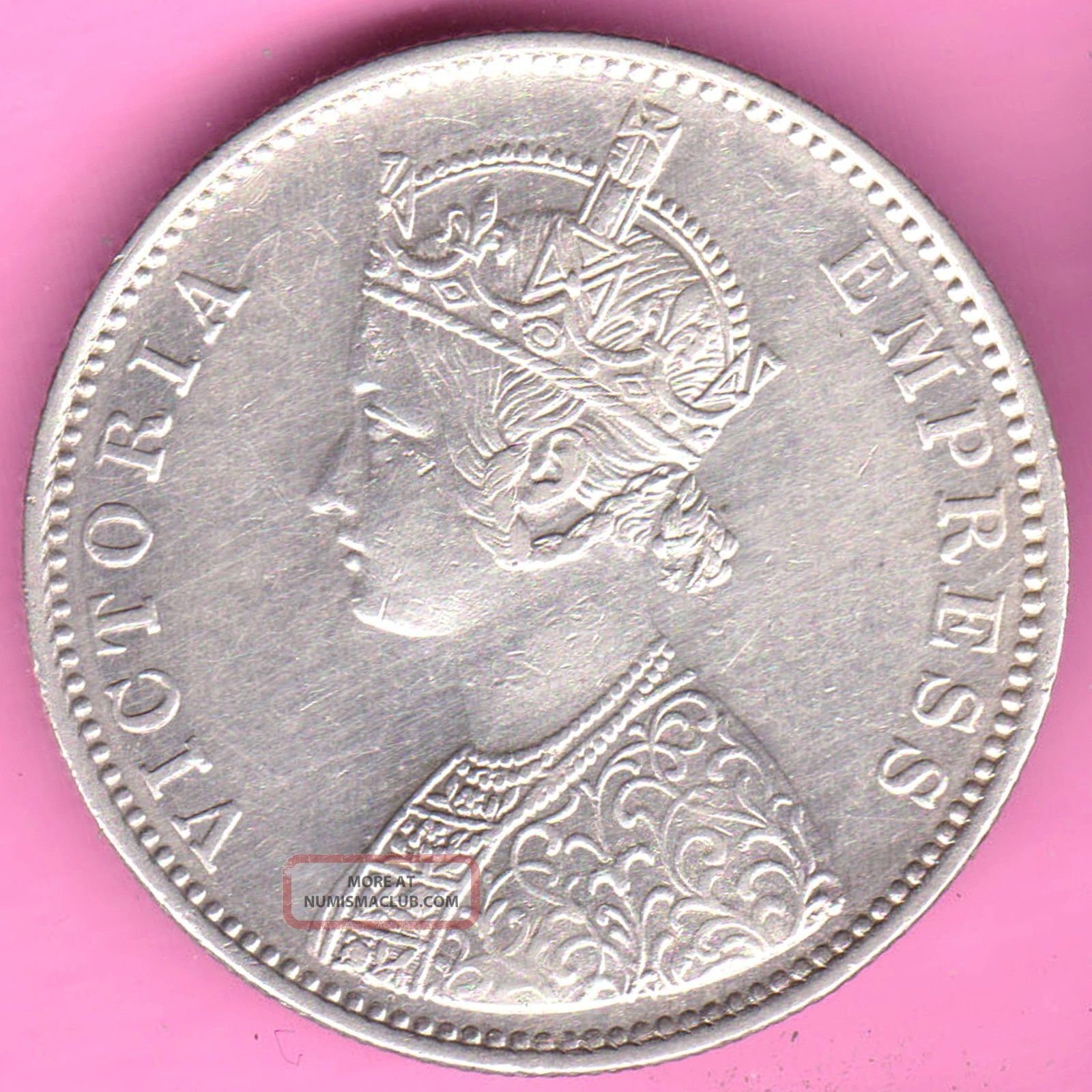 British India - 1882 - Dot Variety - One Rupee - Victoria Queen - Silver Coin - 25 India photo