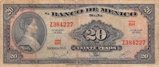 México 20 Pesos 22.  7.  1970 Series Bih Prefix Z Circulated Banknote photo