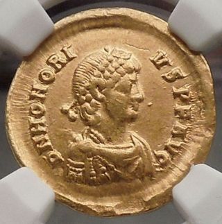 Honorius 393ad Sirmium Ancient Gold Solidus Ngc Certified Roman Coin I54528 photo