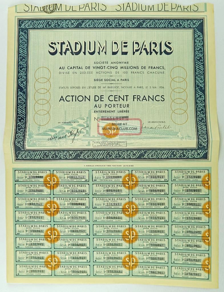 Historic Bond For Stadium De Paris Proposed 1936 Olympic Games Stadium World photo