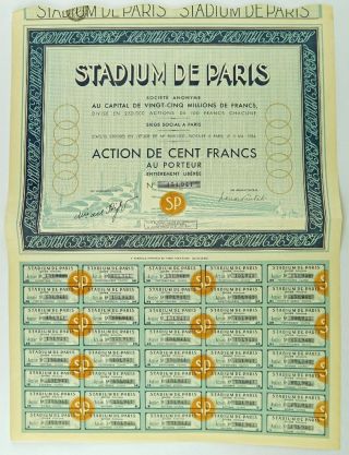 Historic Bond For Stadium De Paris Proposed 1936 Olympic Games Stadium photo