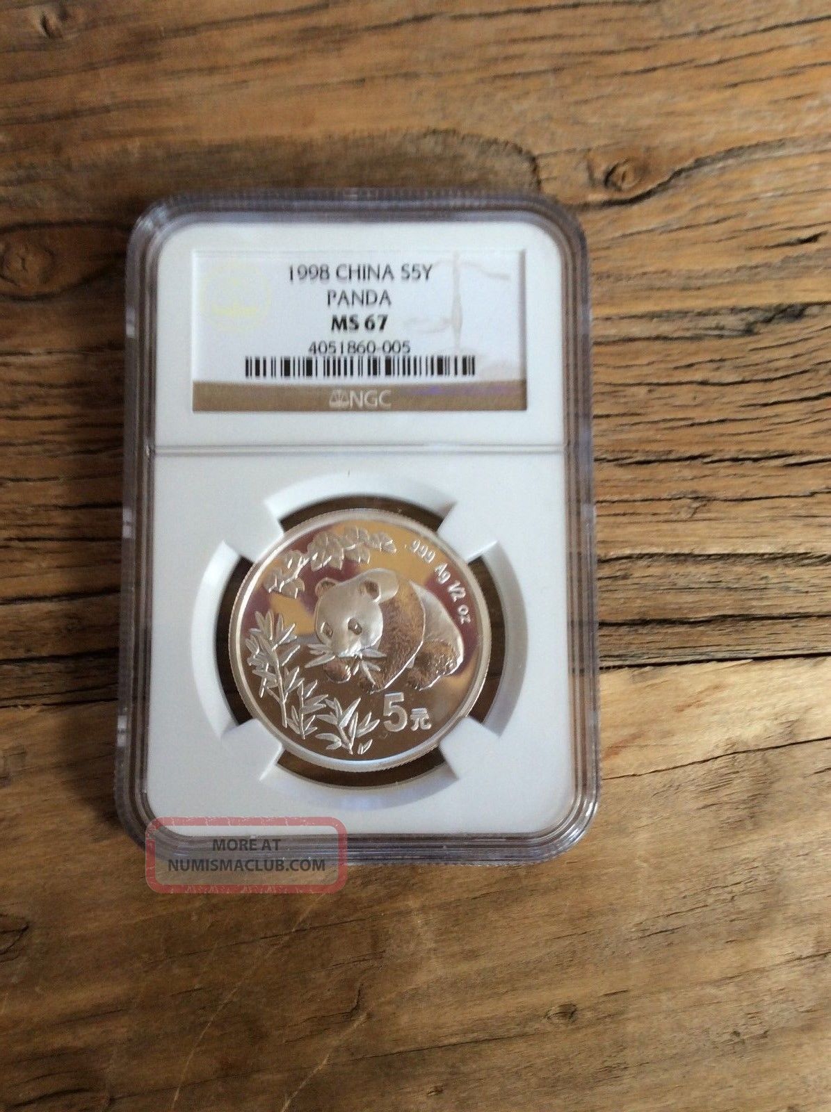 1998 5 Yuan 5yn Panda Silver China People ' S Republic Ngc Ms67 Ms 67 China photo