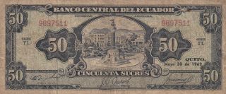 Ecuador 50 Sucres Banknote 30.  5.  1969 (pick 116d) photo