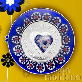 2016 Cook Islands - Murrine Millefiori - Venetian Italian Glass Art Silver Coin photo
