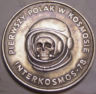Hobo Nickel By John Hughey Cosmonaut Human Skull Real Coin Art Polish Astronaut photo