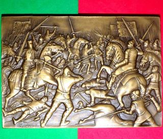 Battle Of Aljubarrota / Big Realistic Bronze Medal By Sousa Machado photo