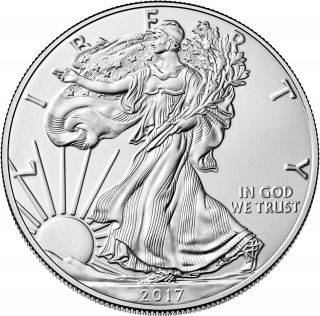 2017 1 Oz.  Silver American Eagle Bu $1 Bullion Coin.  999 Fine One Dollar 986 photo