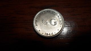 Netherlands East Indies 1944 - 1/4 Gulden Silver Coin - Au photo