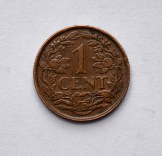 1947 1 Cent Bronze Colonial Coin Netherlands Curacao Km41 photo