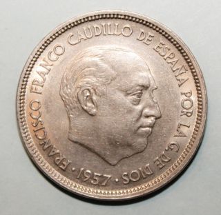 Spain 25 Pesetas 1957 (59) Uncirculated Coin - Franco photo