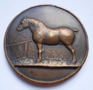 1937 Belgian Horse Contest Prize Bronze Pendant Medal photo