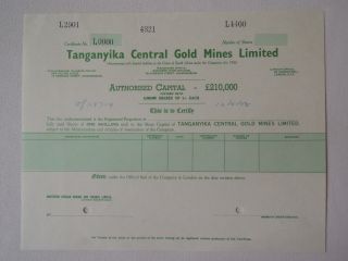 Africa Tanganyika Gb Central Gold Mines Specimen Share 1958 Mining Johannesburg photo
