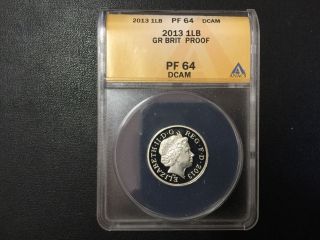 2013 Great Britain One Pound Anacs Pf64dcam Certified Coin photo
