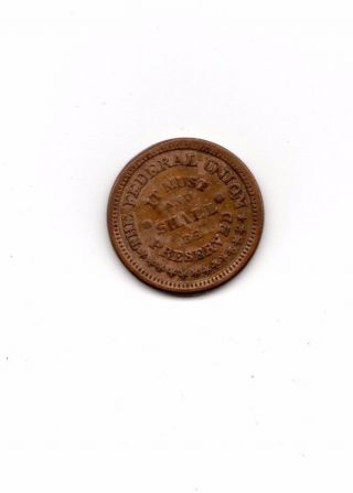 Civil War Token 1863 Army Navy The Federal Union It Must And Shall Be Preserved. photo
