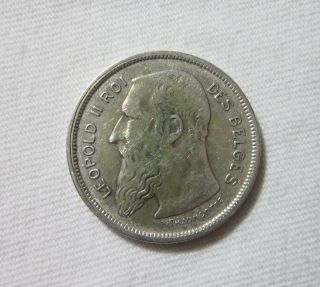 Belgium.  Silver 2 Francs,  1909. photo