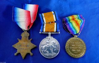 1914 - 1915 Star/british War/victory Medal Trio; 1st Field Company Engineers Aif. photo