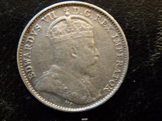 1909 Canada Edward Vii Sterling Silver 5 Cents.  Extra Fine Details (cleaned). photo