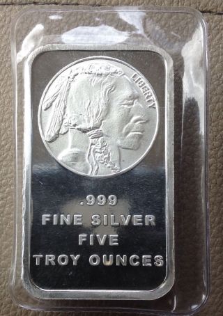 American Buffalo 5 Troy Oz.  999 Fine Silver Bar Silver Town photo