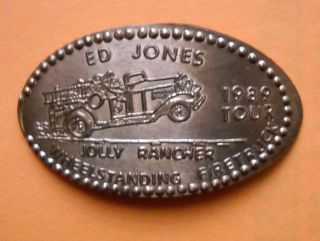 Ed Jones Elongated Penny Usa Cent 1989 Souvenir Coin Jolly Rancher Firetruck photo