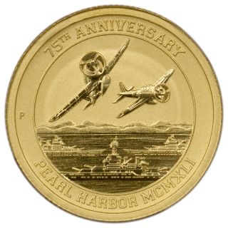 2016 - P Tuvalu Pearl Harbor 75th Anniversary Gold $15 Australia 1/10oz.  9999 Au photo
