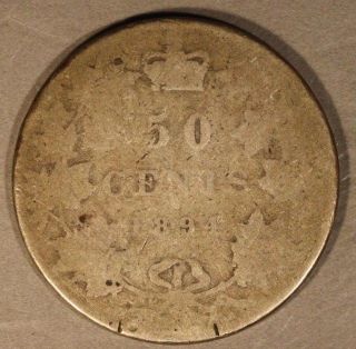 1894 Canada 50 Cents Half Dollar Quite Worn Rare Date U.  S. photo