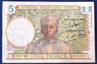 French Equatorial Africa 5 Fr 1941,  P - 6 photo