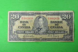 1937 Canada Note 20$ Fine Gordon - Towers B/e3882658.  30$ photo