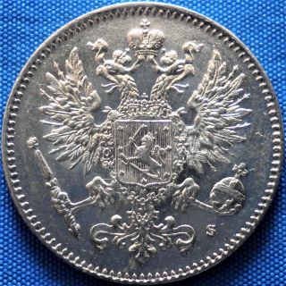 Russian Empire,  Finland 50 Pennia (penniä) 1916,  Silver Coin photo
