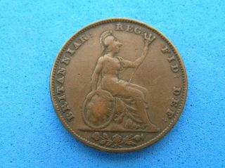 1841 Great Britain Uk Farthing Coin,  Queen Victoria photo