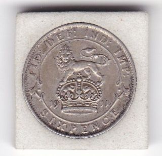 1911 King George V Sixpence (6d) Sterling Silver British Coin photo