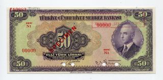 Turkey Specimen 50 Lira 1930 (1942),  99c photo