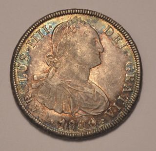 1800 Spain - 8 Reales - Carlos Iv - Potosi Pp - Aunc Silver Coin photo