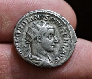 Gordian Iii - Hercules - Virtvti Avgvsti.  Roman Silver Antoninianus photo