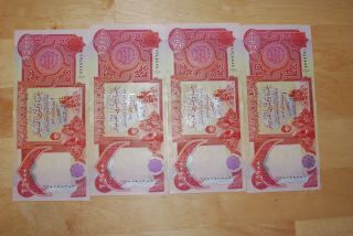 100000 Iraqi Dinars Uncirculated & Crisp 4x25000 Iqd Iraq Currency Dinar Cbi photo