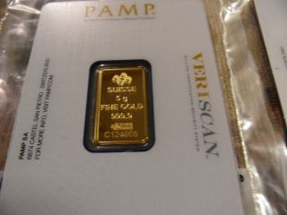 Unopend Pamp 5 Gram Gold Fortuna Bar.  9999 Won ' T Last photo