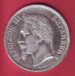 R France 5 Francs 1869 Bb Napoleon Iii Vf/vf,  Details photo
