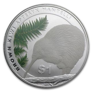 Zealand 2015 North Island Brown Kiwi,  1 Oz Silver Coin Rare photo