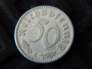 50 Reichspfennig 1940a Nazi Germany Coin With Swastika - Km 96 - (4709) photo